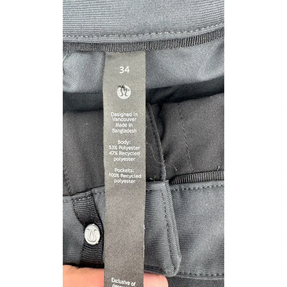 Lululemon Commission Pants Mens 34 Charcoal Gray 5-Pocket Technical Commuter